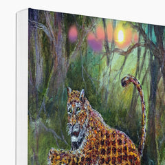 Tiger Jumping In A Forest Canvas