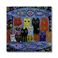 Egyptian Cats & Fish Painting Canvas