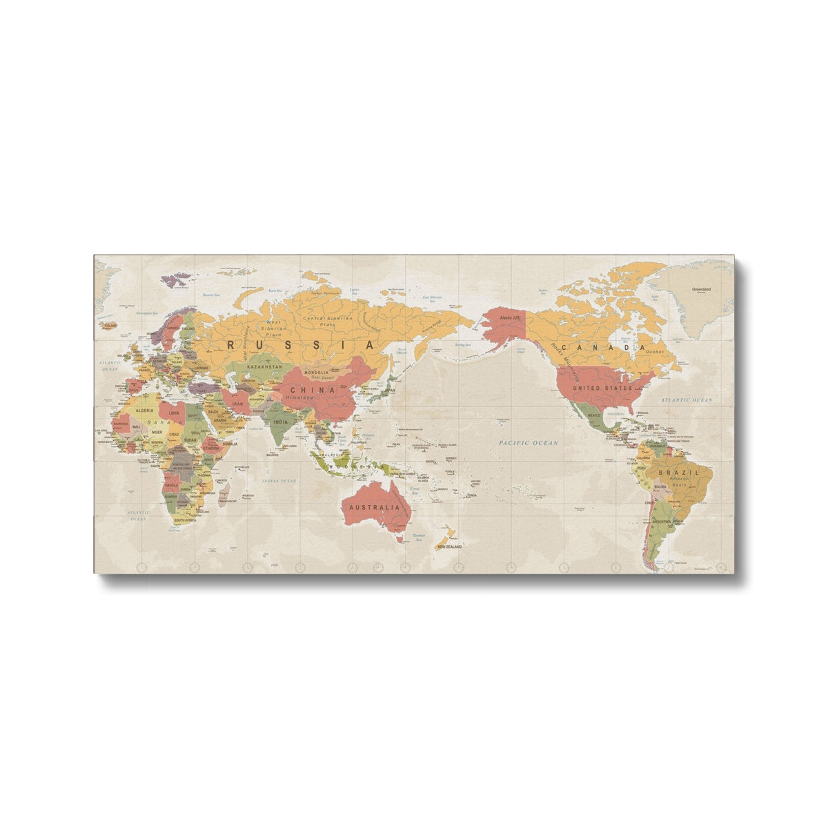 Pastel Pacific Centered Map Canvas