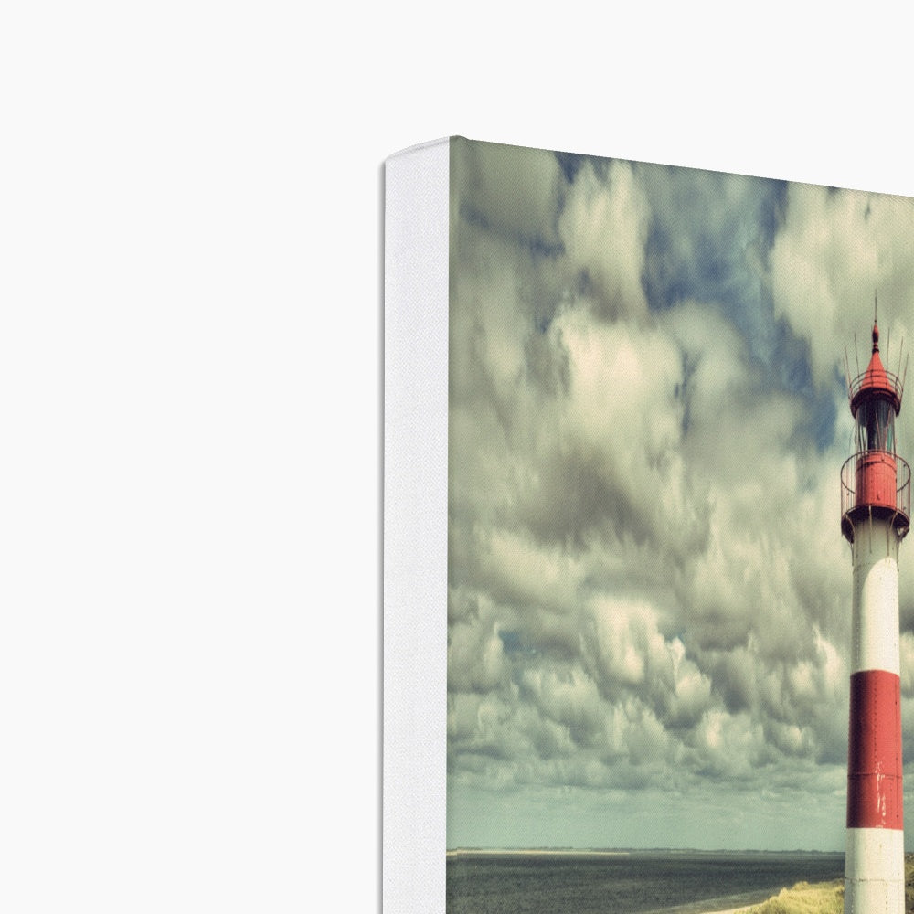 Cloudy Red & White Lighthouse  Canvas