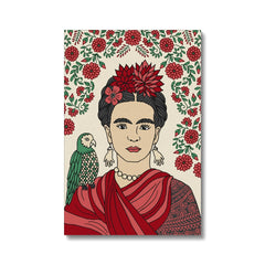 Farida Kahlo, Florals & Parrot Canvas