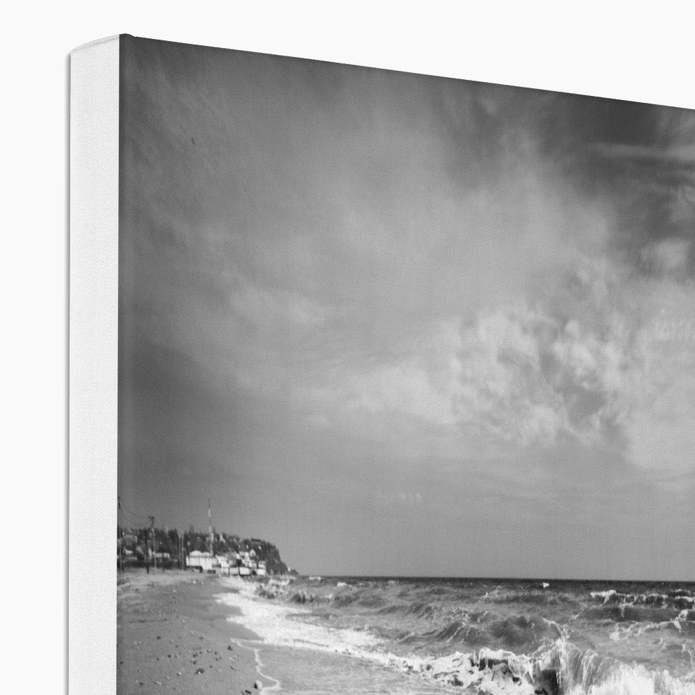 Achromous Whispering Beach Waves Canvas