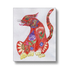 Red Ancient Cat Art Canvas