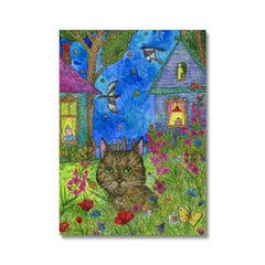 Cat,Grandma & Cottage Backyard Canvas