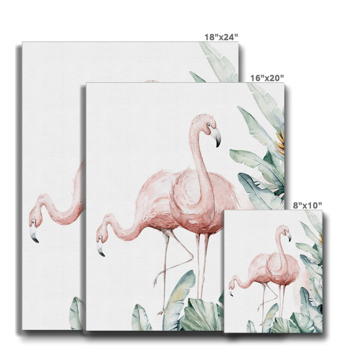 Two Flamingos In Forest Canvas