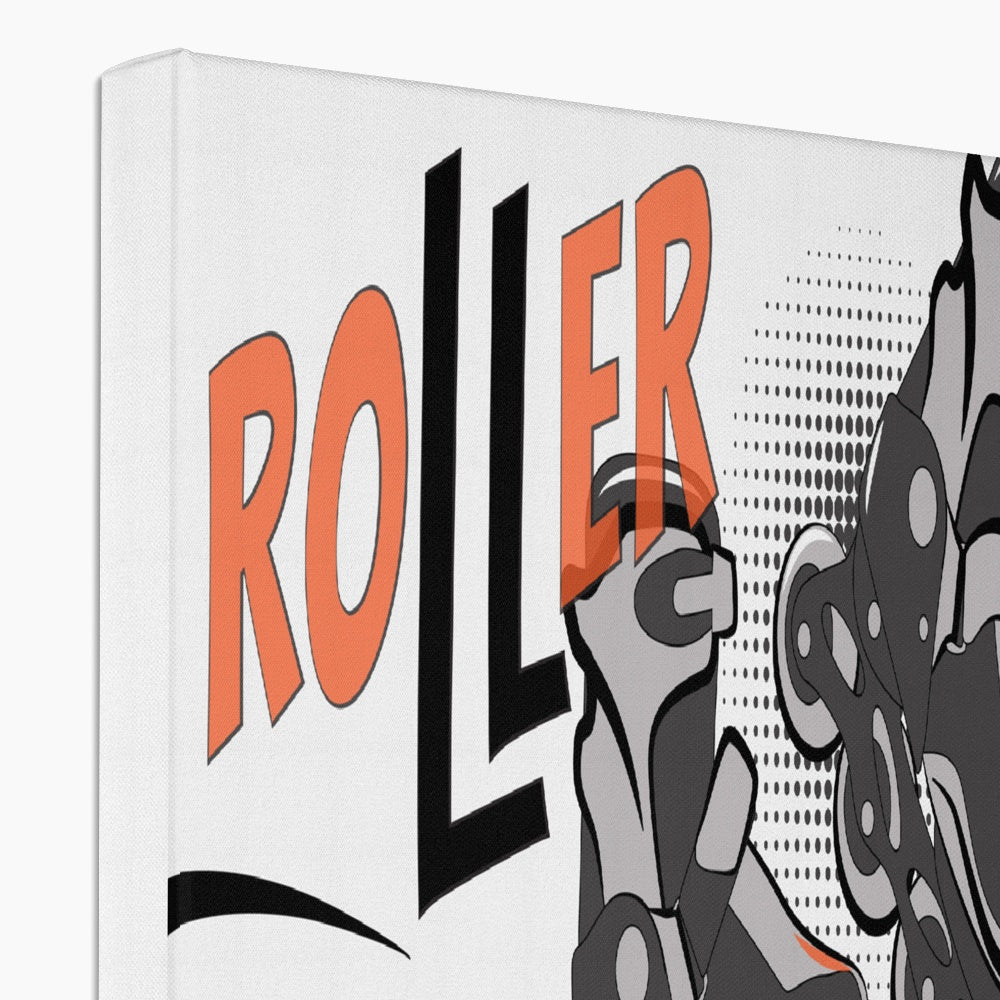 Black & Orange Roller Skates Illustration Canvas