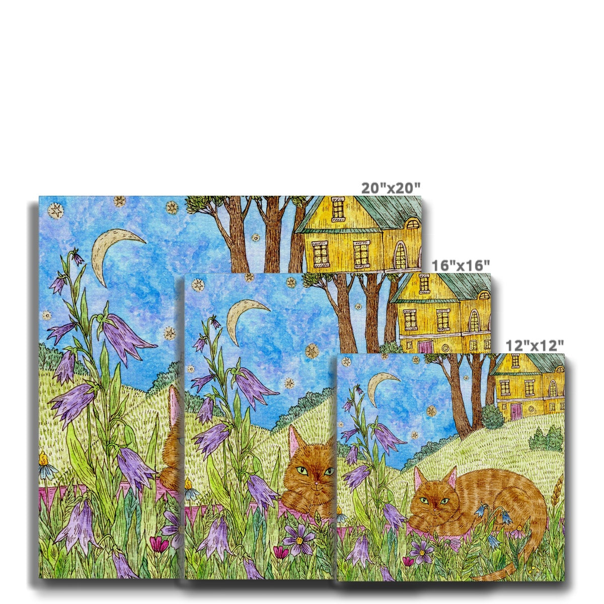 Orange Cat In A Garden Painting Canvas