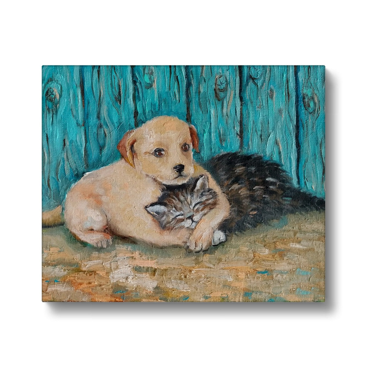 Dog Comforting A Cat Canvas