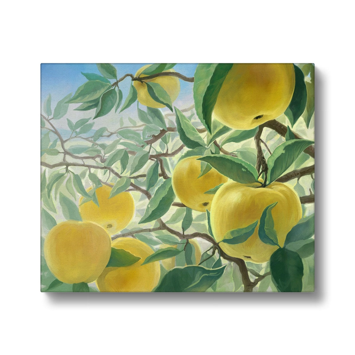 Yellow Apples On Tree Painting Canvas