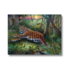 Tiger Jumping In A Forest Canvas