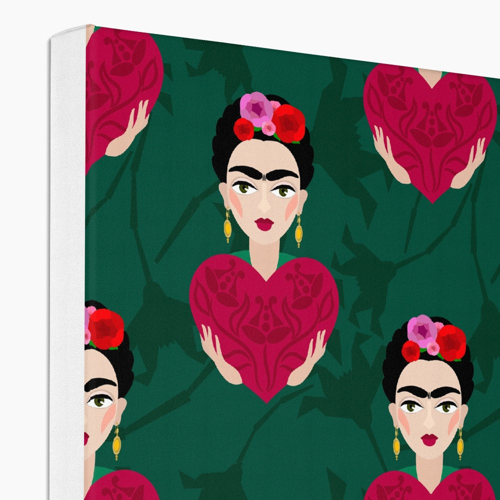 Farida & Red Hearts, Seamless Print Canvas