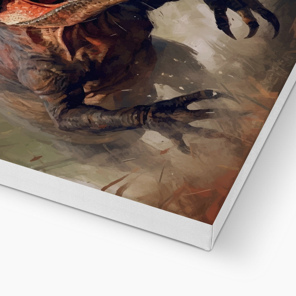 Scary Roar Of T-rex Art Canvas