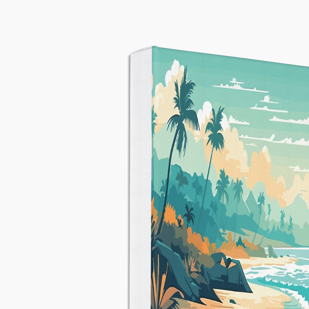 Ocean Shore Art Illustration Canvas