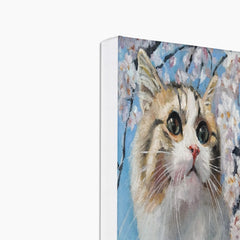 Cat & Cherry Blossoms Oil Painting Canvas