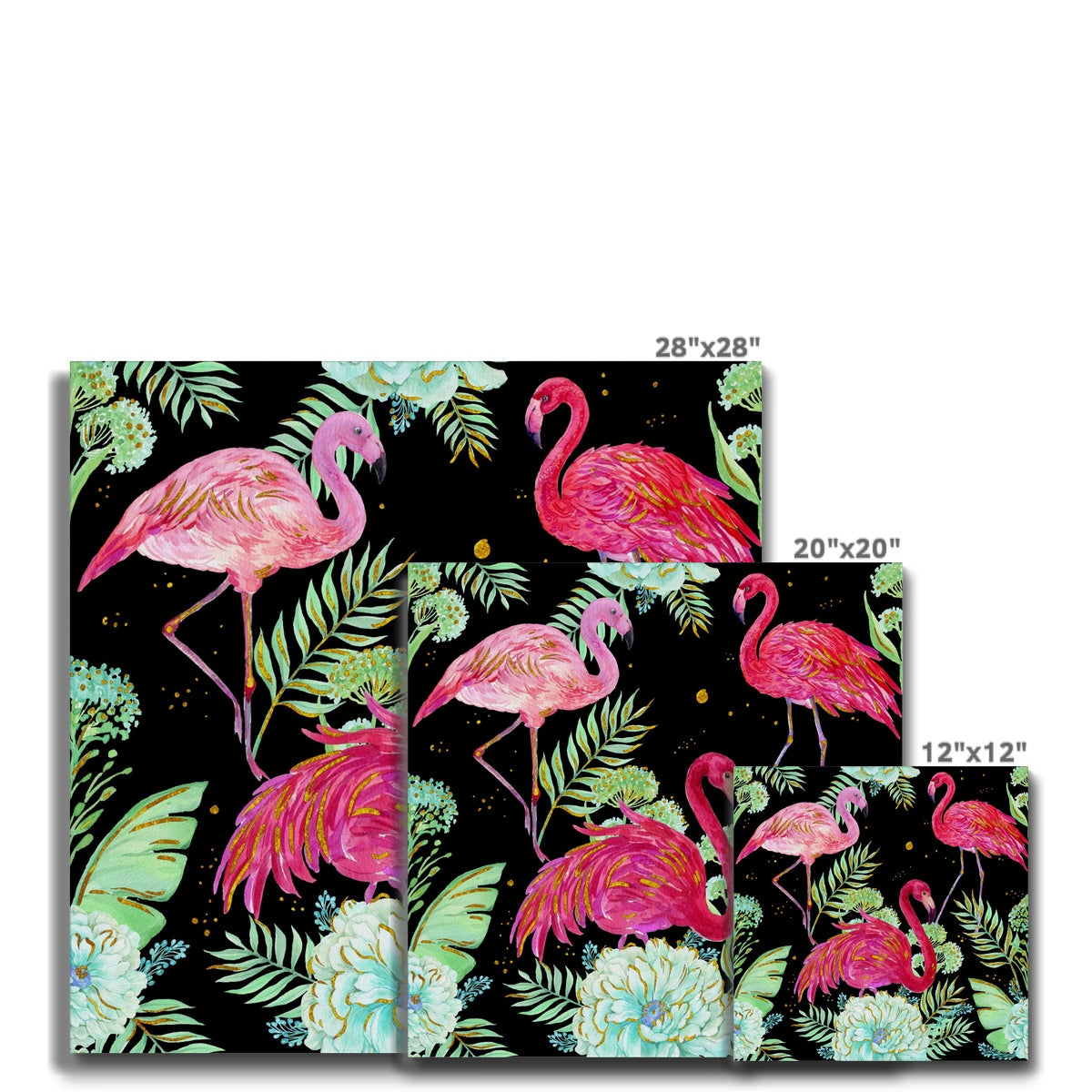 Flamingo In Seamless Leaves  Print Canvas
