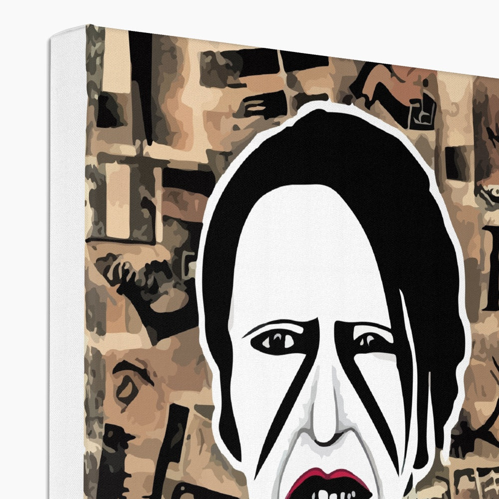 Black & White Marilyn Manson's Gothic Sketch Canvas