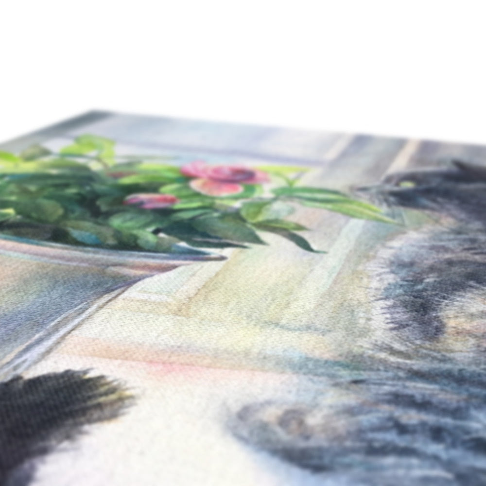 Tabby & Flower Bucket Painting Canvas