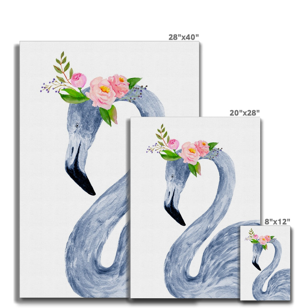 Gray Flamingo With Flower Crown Canvas