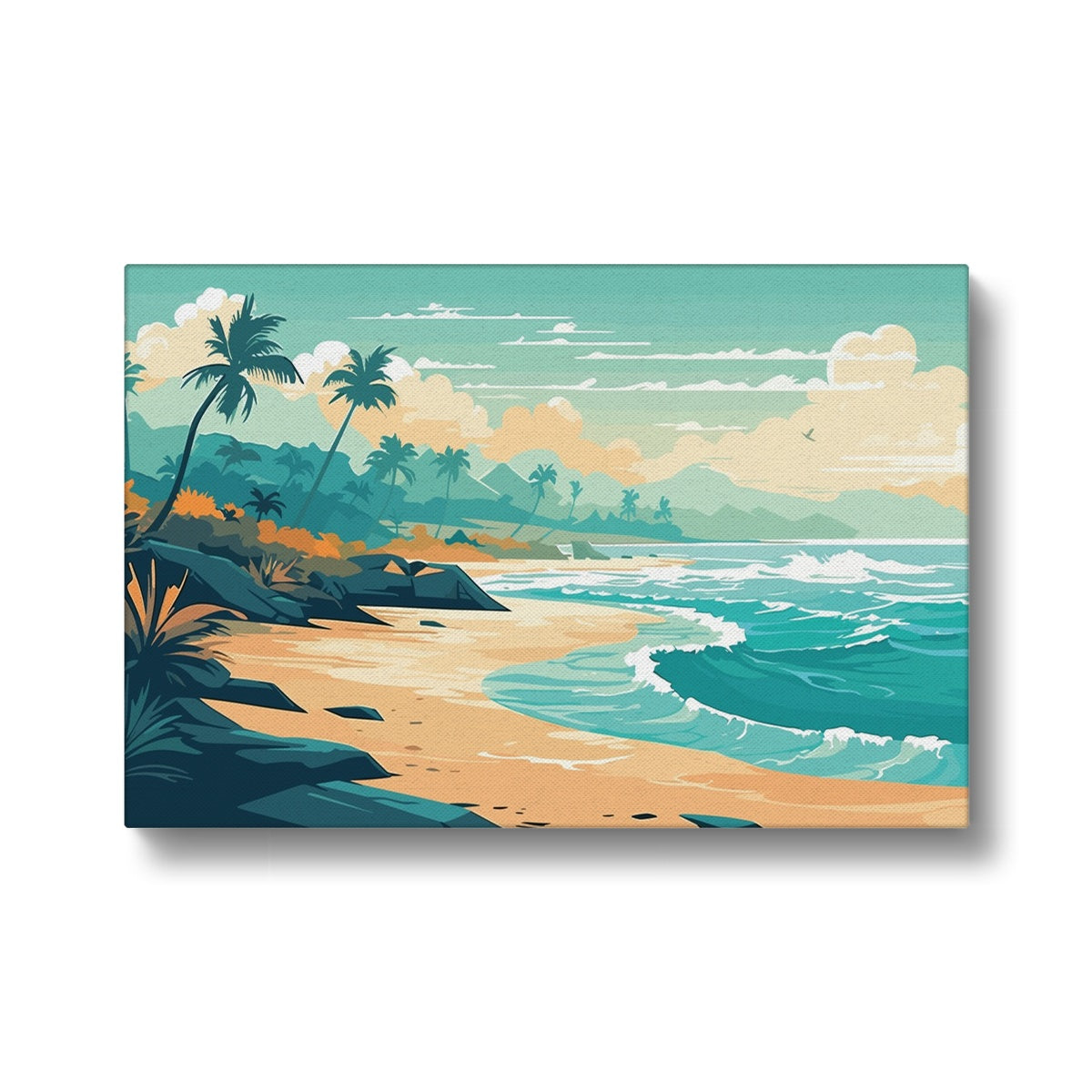 Ocean Shore Art Illustration Canvas