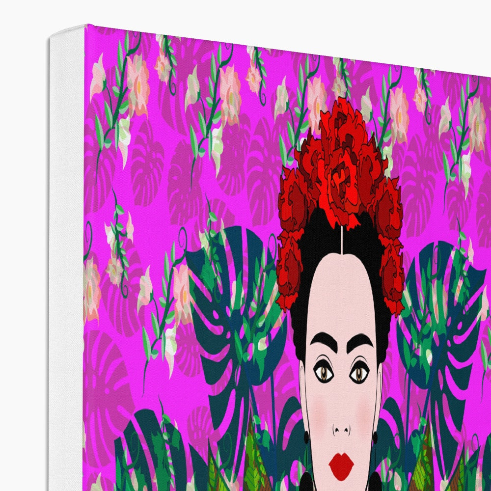 Farida Kahlo & Leaves Canvas