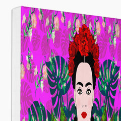 Farida Kahlo & Leaves Canvas