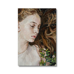 Sleeping Woman Flowers Canvas