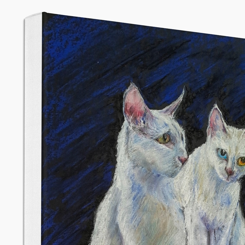 Two White Cats Portrait Canvas