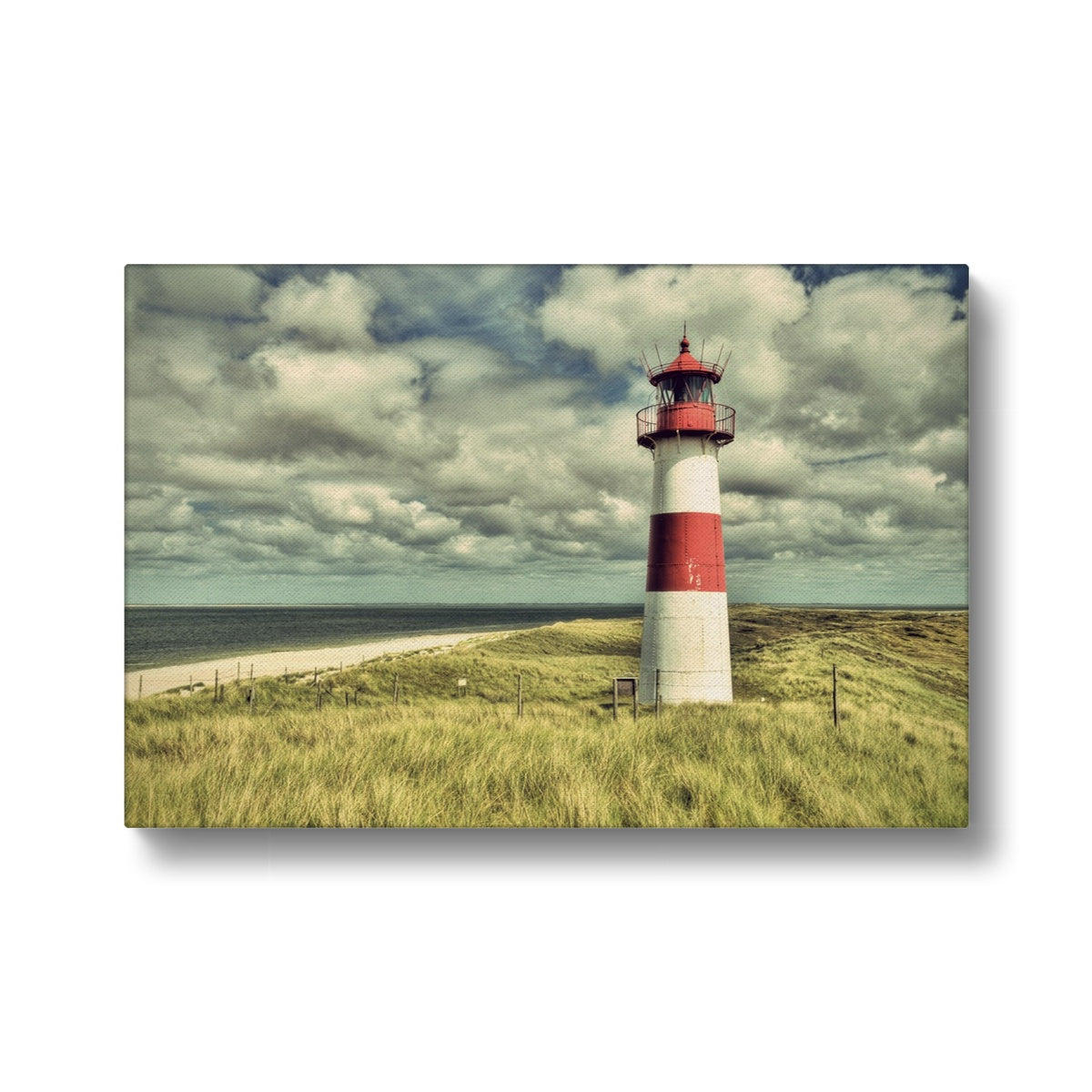 Cloudy Red & White Lighthouse  Canvas