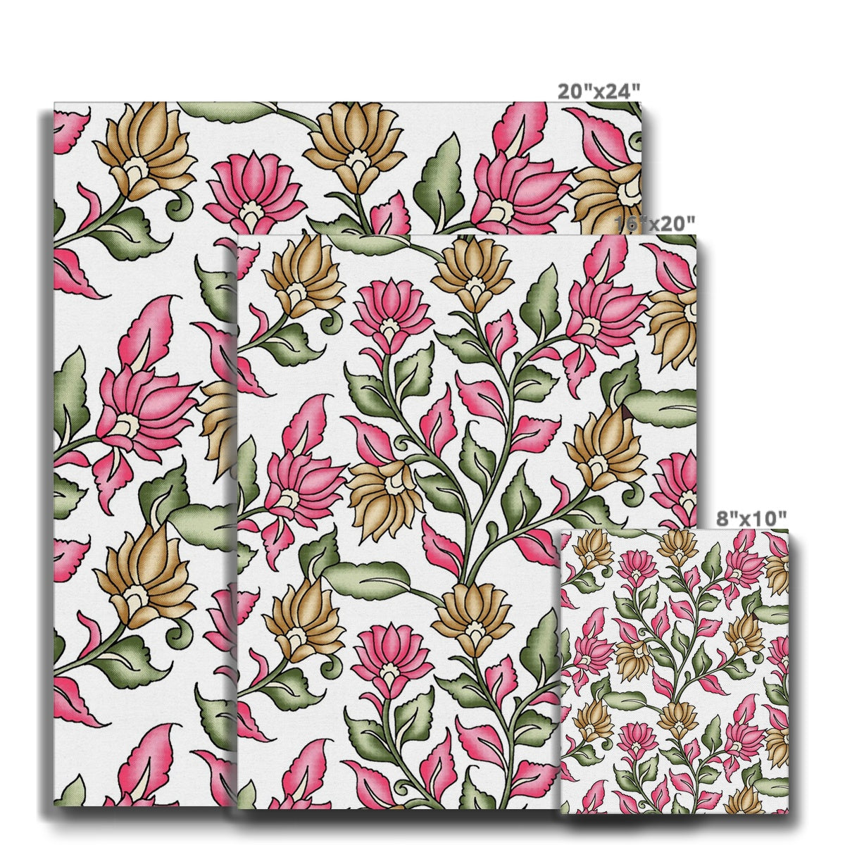 Charming Maximalist Pink Floral Print Canvas