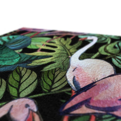 Seamless Flamingos In Forest Print Canvas