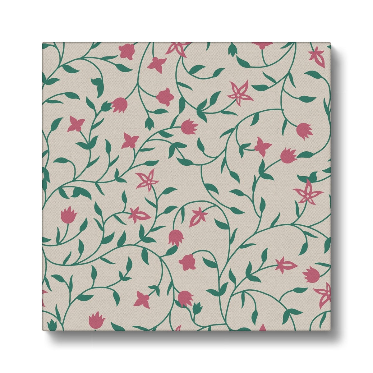 Pastel Pink & Green Flowers Painting Canvas