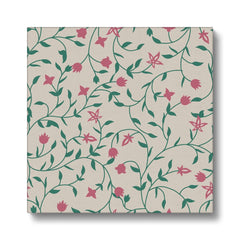 Pastel Pink & Green Flowers Painting Canvas