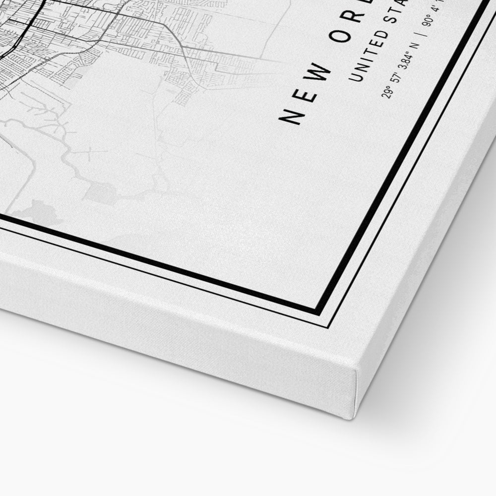 White New Orleans Map Print Canvas