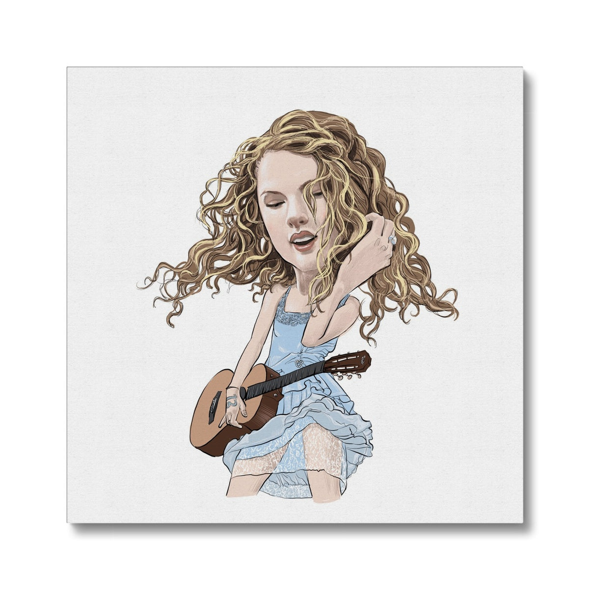 Taylor Swift & Guitar Caricature Canvas