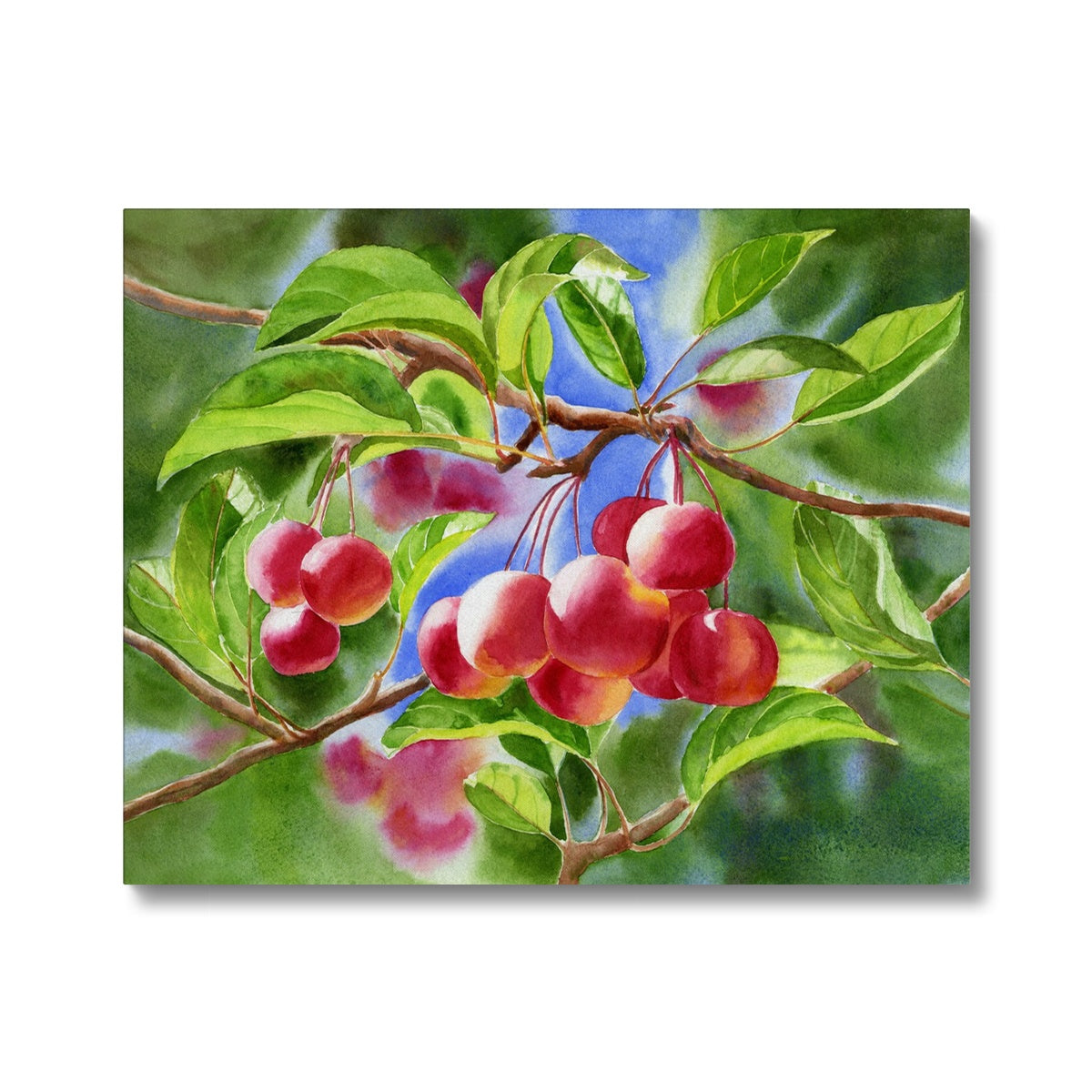 Red Little Apples On Tree Painting Canvas