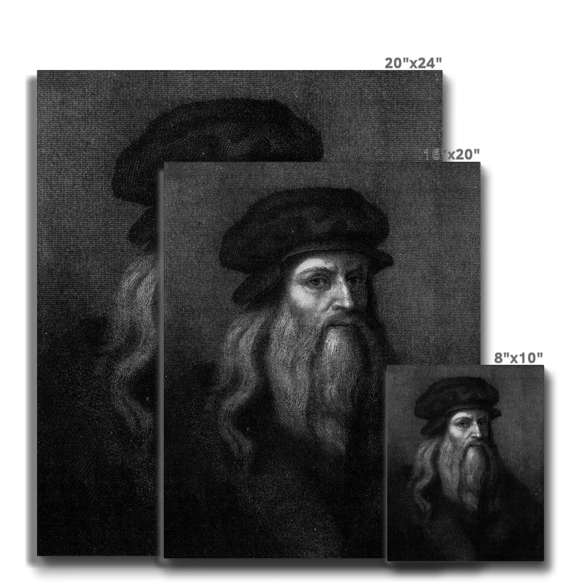 Black & White Leonardo Da Vinci Portrait Canvas