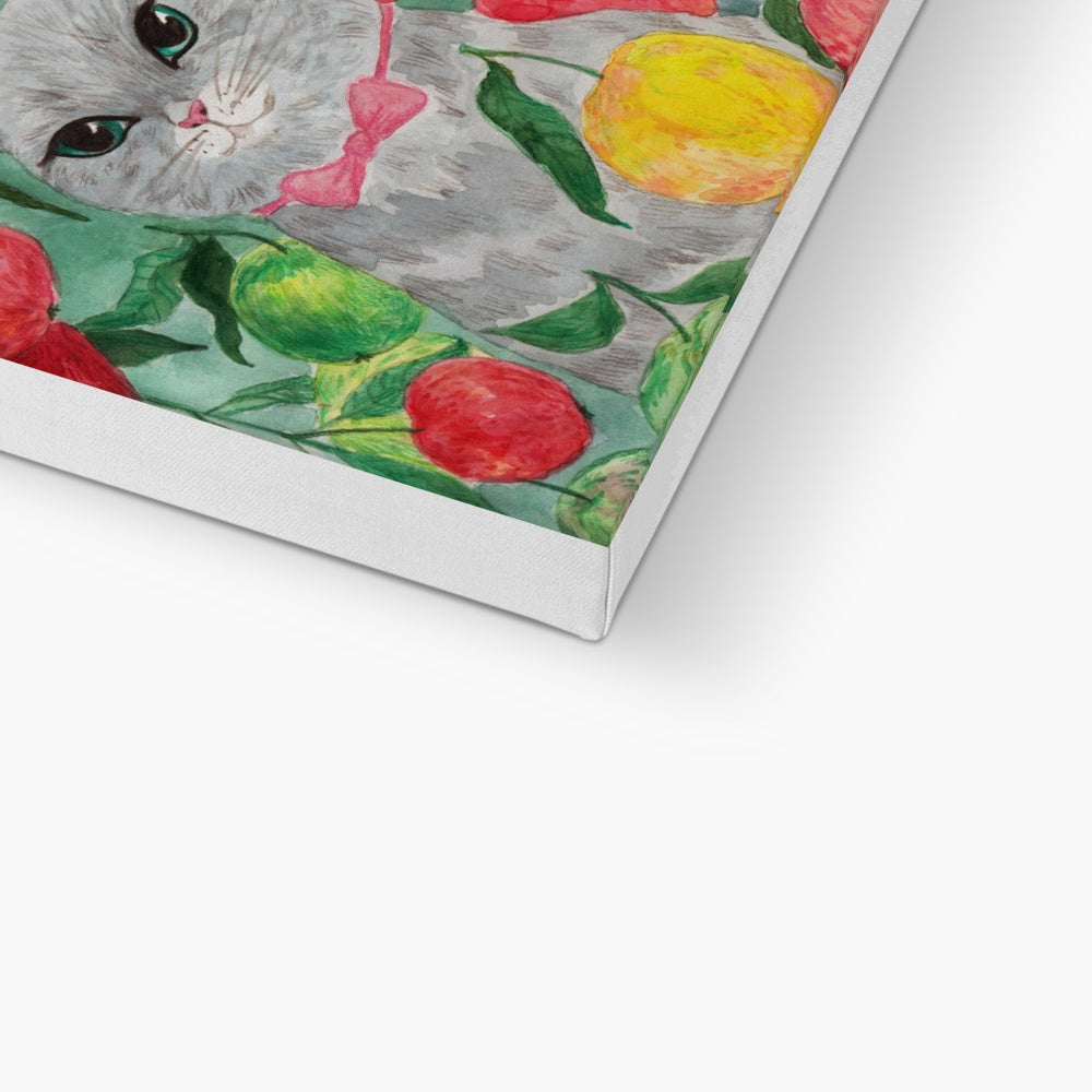 Cat & Apple Garden Painting Canvas