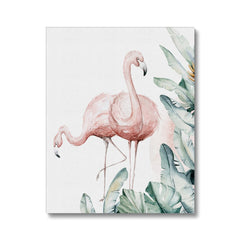 Two Flamingos In Forest Canvas