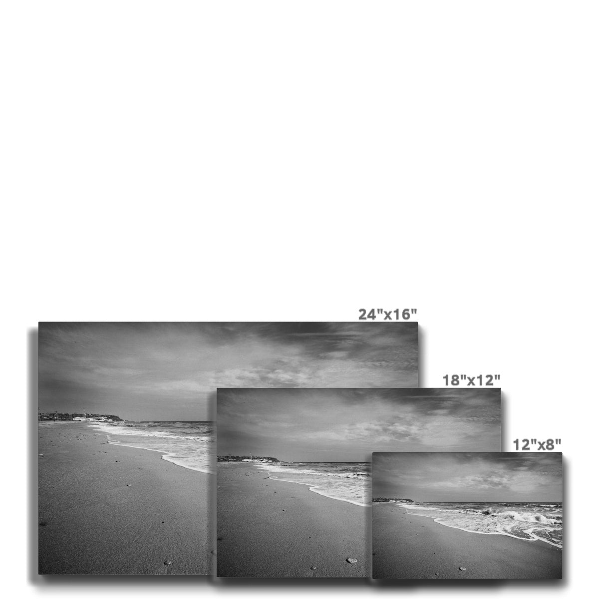 Achromous Whispering Beach Waves Canvas