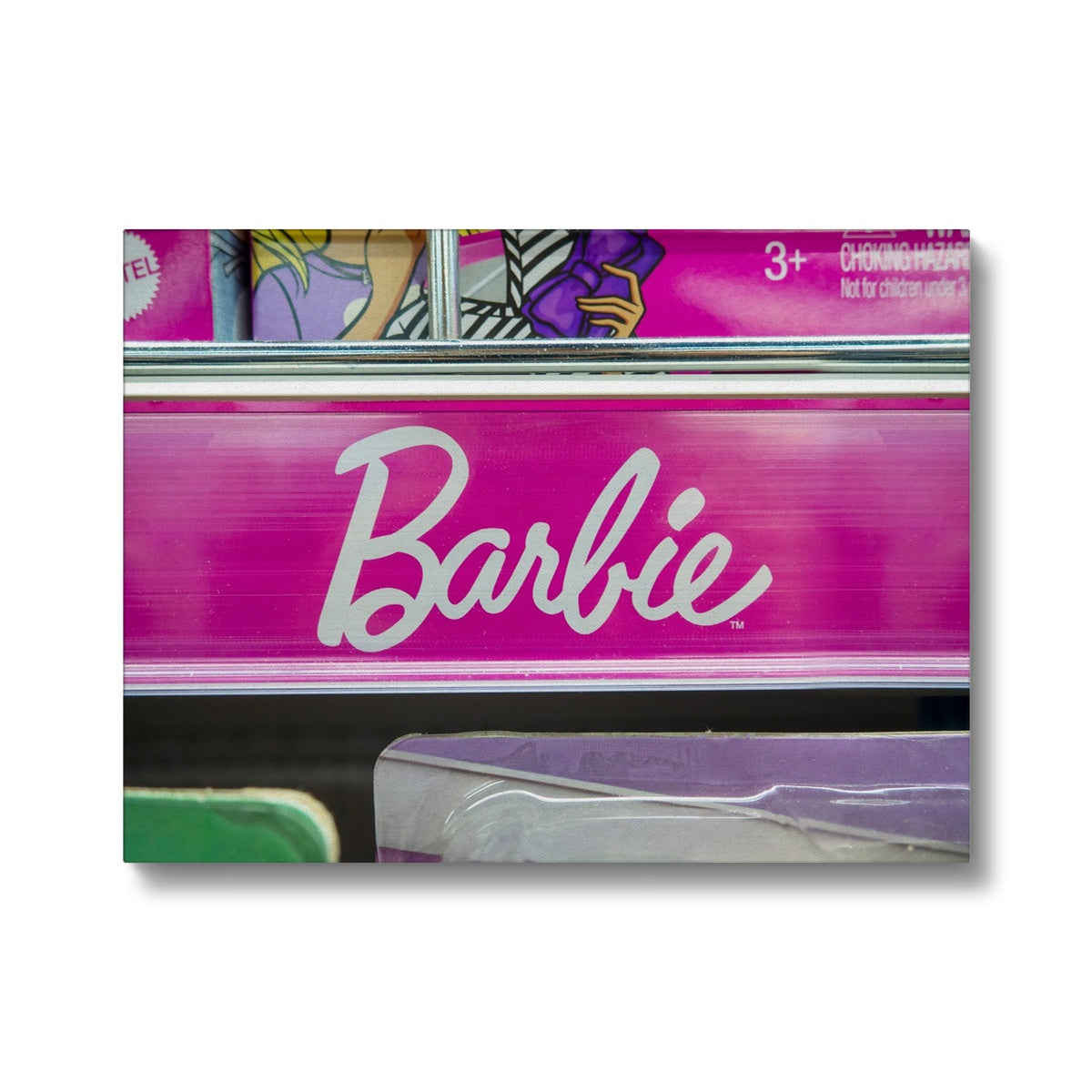 Pink & White Barbie Text Art Canvas