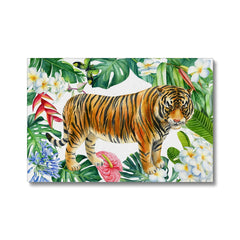Tiger In A Seamless Forest Art Canvas