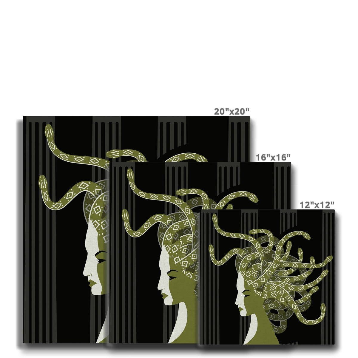 Black & Green Medusa Illustration Canvas