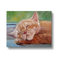 Sleeping Ginger Cat Oil Painting Canvas