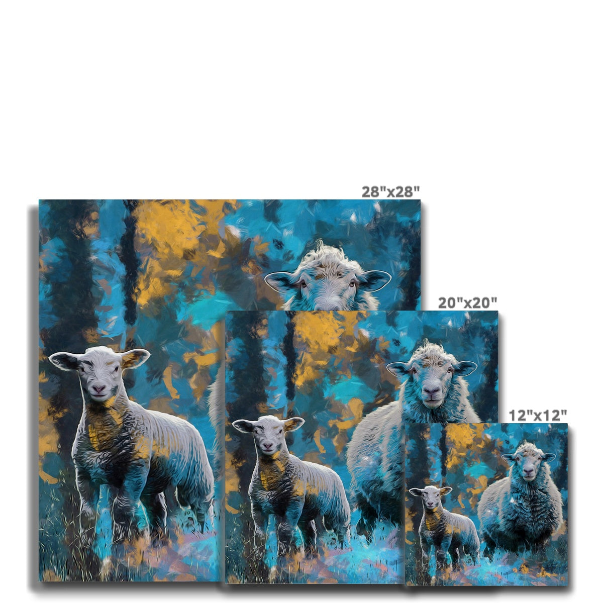 Blue Oil Painting Of Sheep Canvas