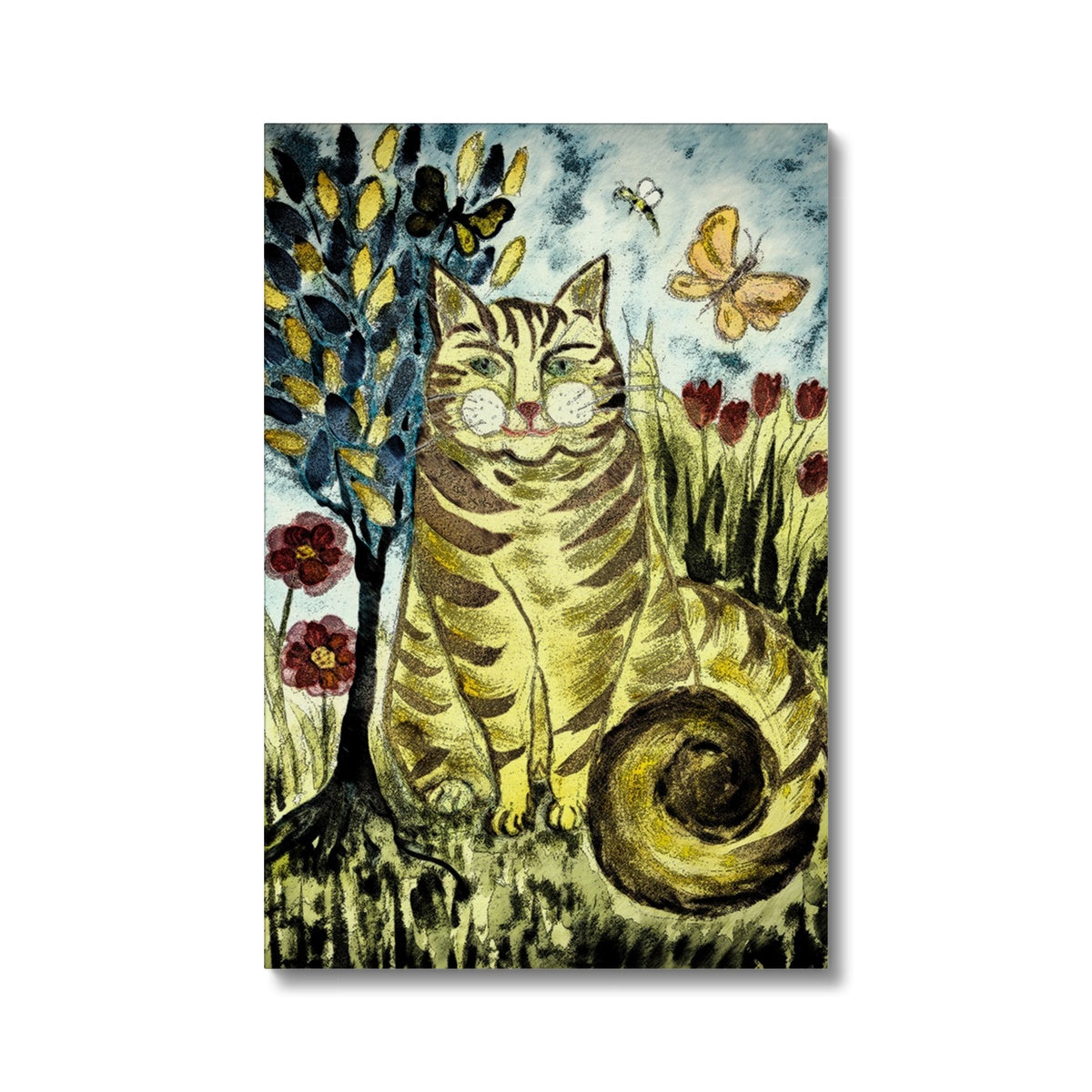 Cat In The Garden Painting Canvas