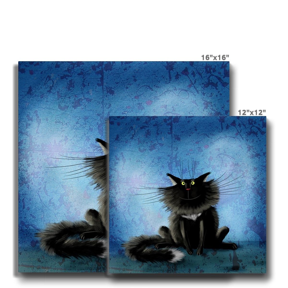 Black Curious Cat Portrait Canvas