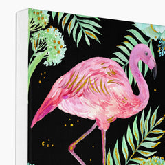 Flamingo In Seamless Leaves  Print Canvas