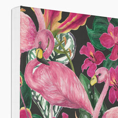 Flamingos & Flowers In Seamless Print Canvas