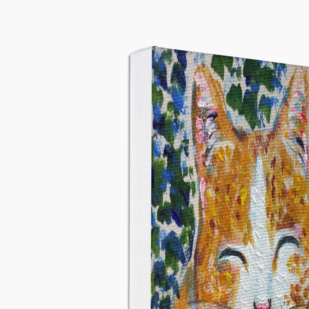 Happy Orange Cat Portrait Canvas