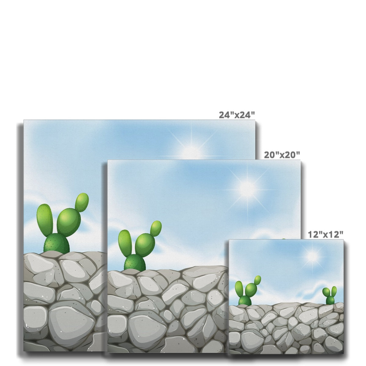 Grey & Blue Stone Wall Art Illustration Canvas